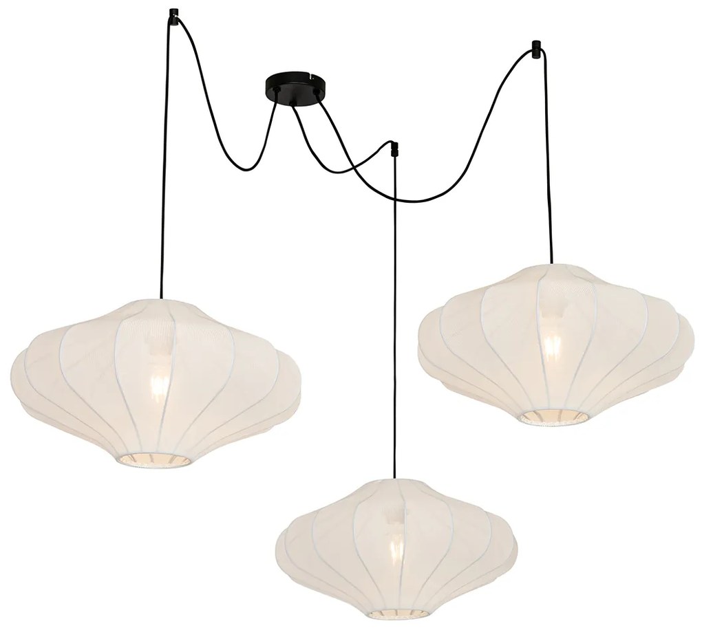 Lampada a sospensione di design bianca 50 cm 3 luci - Plu