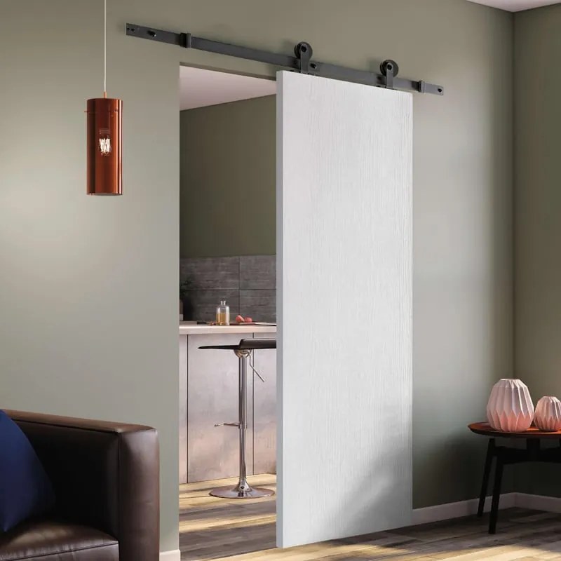 Porta scorrevole reversibile Renoir in mdf bianco, L 92.5 x H 211.5 cm, con binario Retro