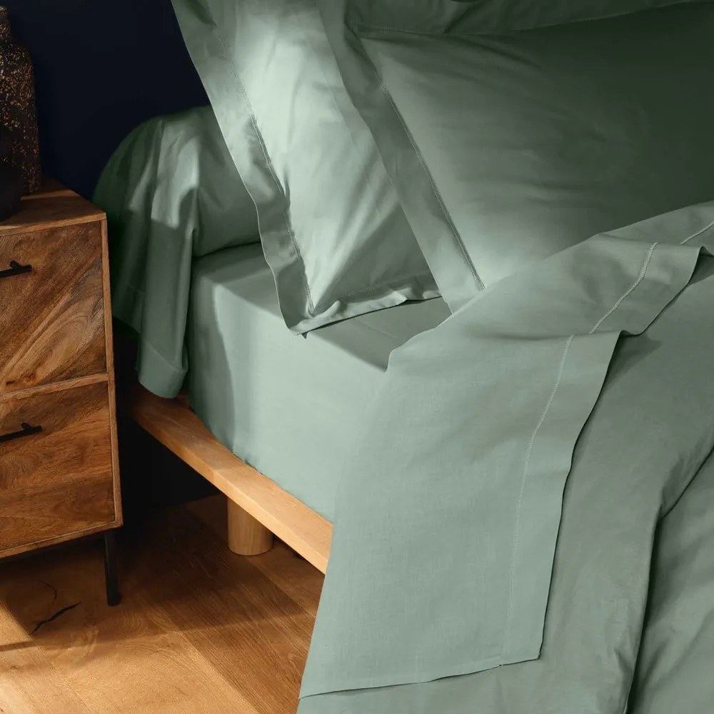 Lenzuolo in cotone verde chiaro 180x290 cm Lina - douceur d'intérieur