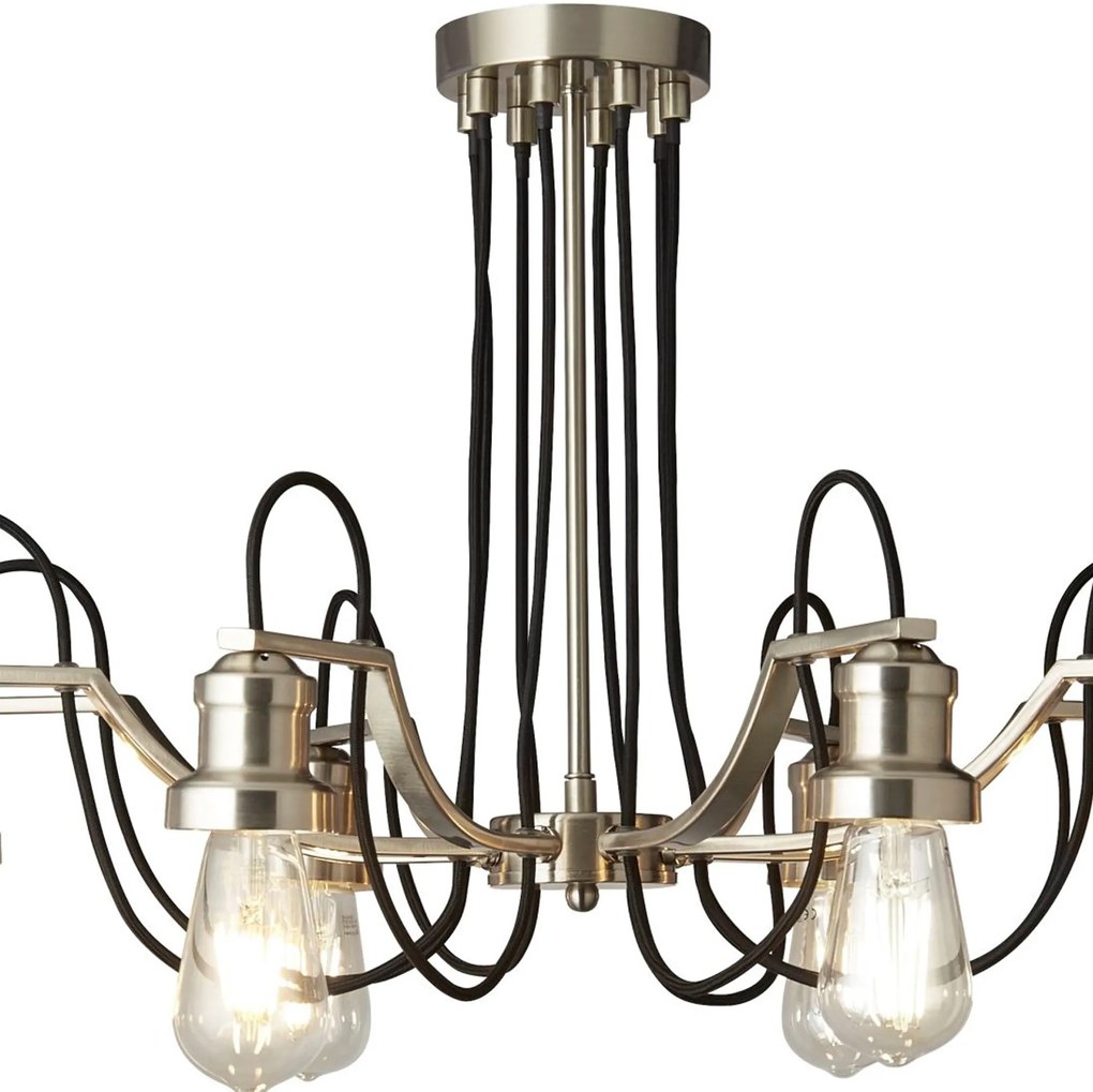 Lampadario Contemporaneo Olivia Acciaio Argento 8 Luci E27