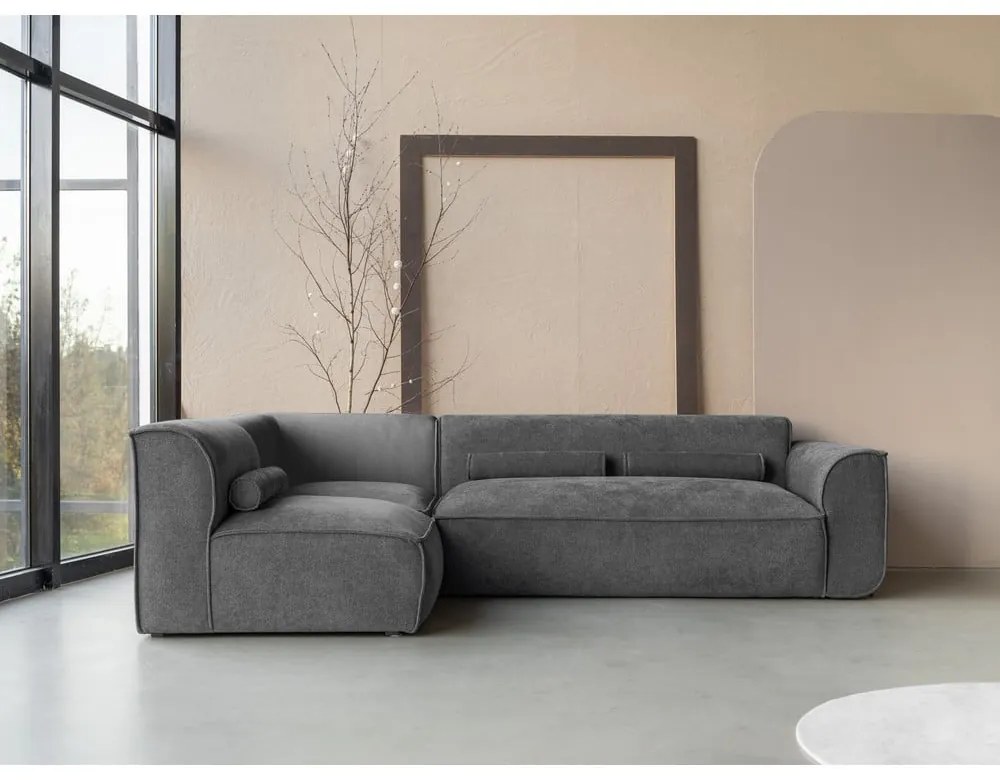 Divano angolare componibile grigio (con penisola a sinistra) Flex Felix – Miuform