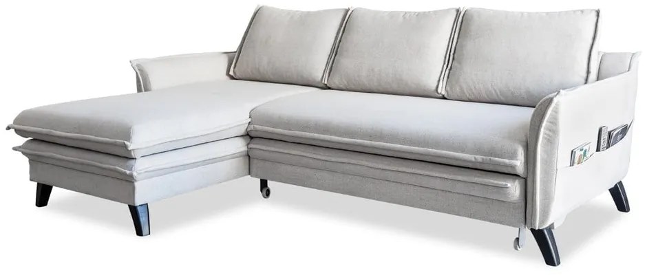 Divano letto angolare beige chiaro, angolo sinistro Charming Charlie - Miuform