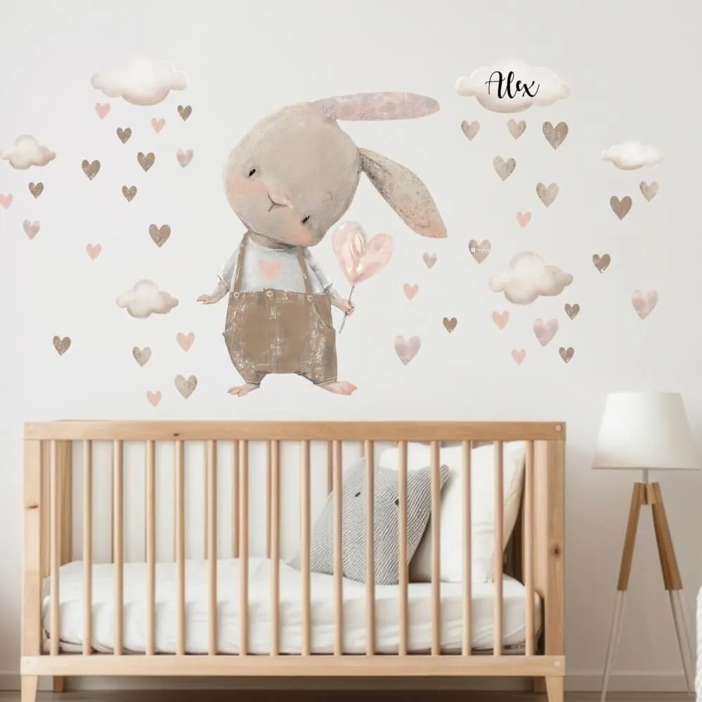 Adesivi per bambini - Coniglietto crema con un nome | Inspio