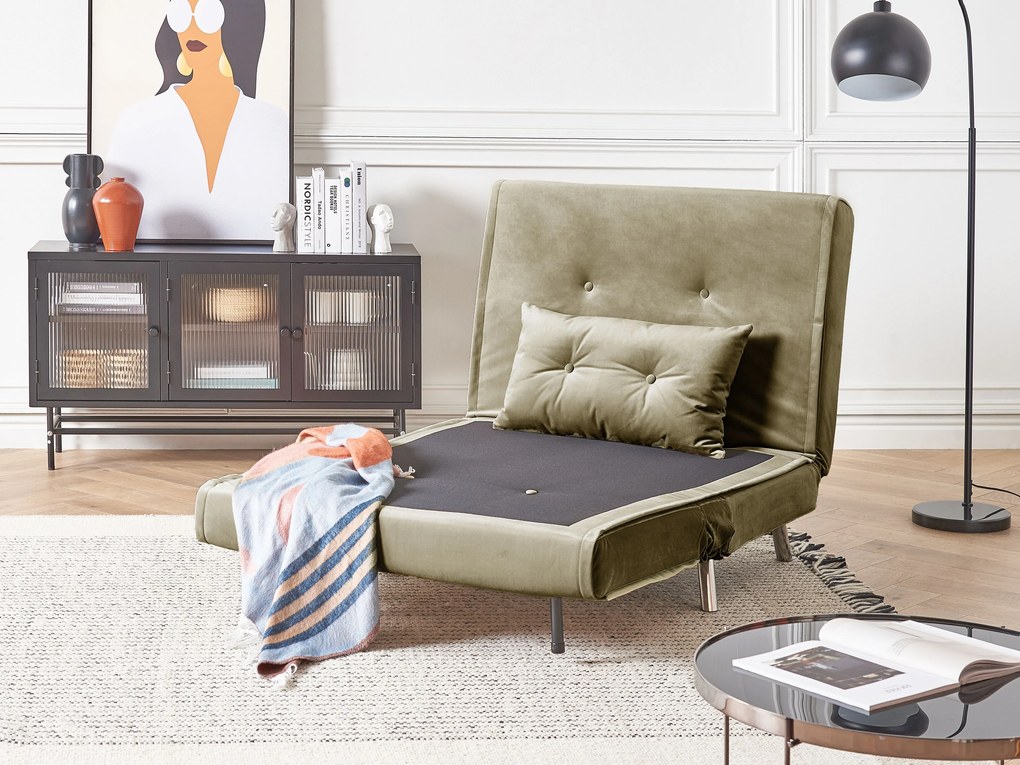 Divano letto singolo velluto verde oliva FARRIS Beliani