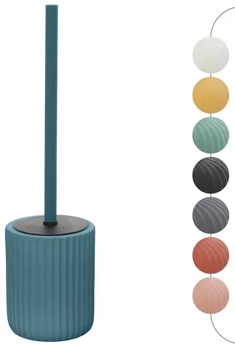Scopino wc blu in ceramica soft touch con setole nere Spring