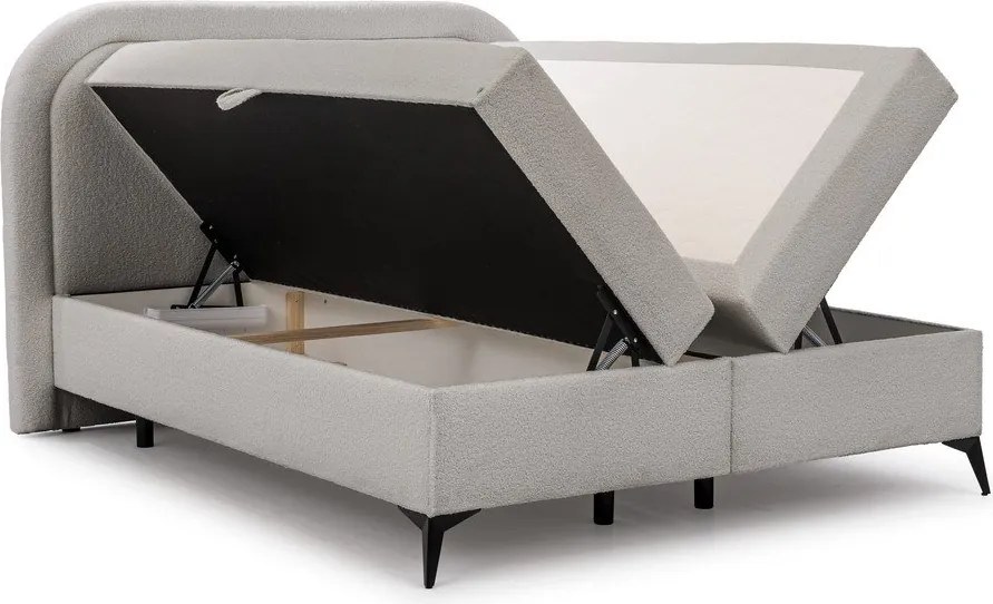 Letto boxspring grigio chiaro con contenitore 160x200 cm Ornes – Ropez