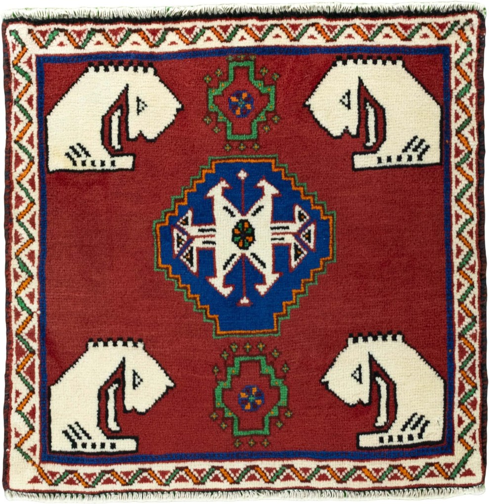 Shiraz Tappeto persiano 60x60 Rosso (Iran) Annodato A Mano
