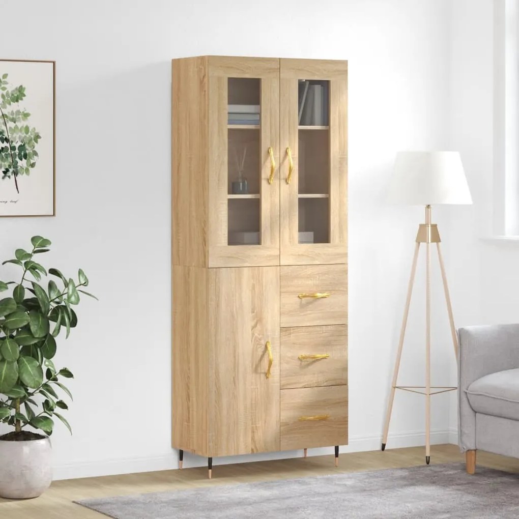 Credenza Rovere Sonoma 69,5x34x180 Cm İn Legno Multistrato /