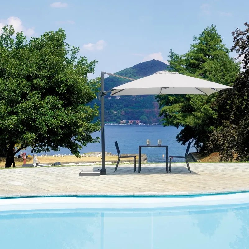 Ombrellone a palo laterale antracite M 01G L 300 x 300 cm con telo ecru