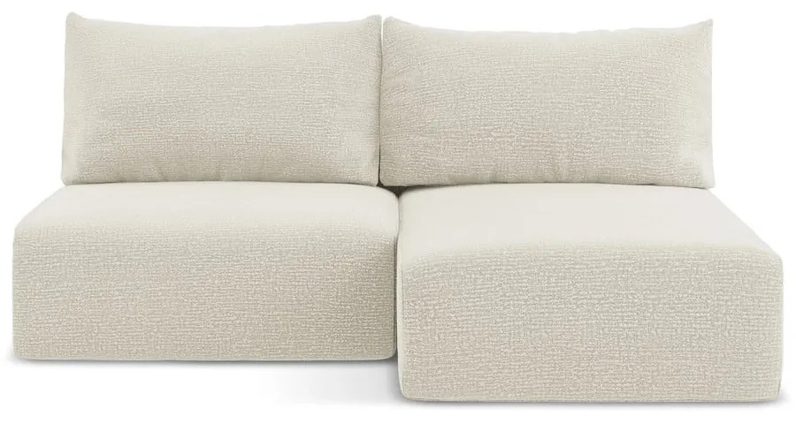 Divano angolare color crema allungabile/con contenitore (con penisola a destra) Kalena – Makamii