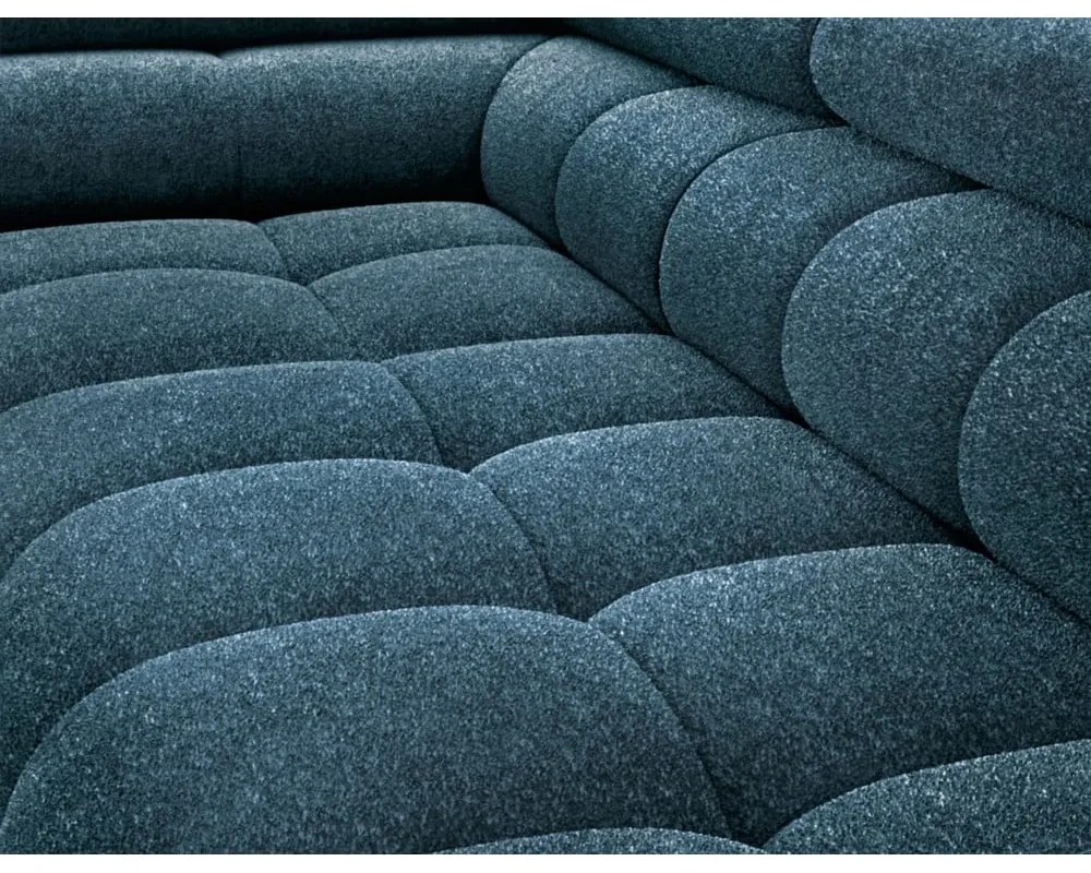 Divano angolare blu allungabile/con contenitore (con penisola a destra/a L) con rivestimento in bouclé Ferucce – ELTAP