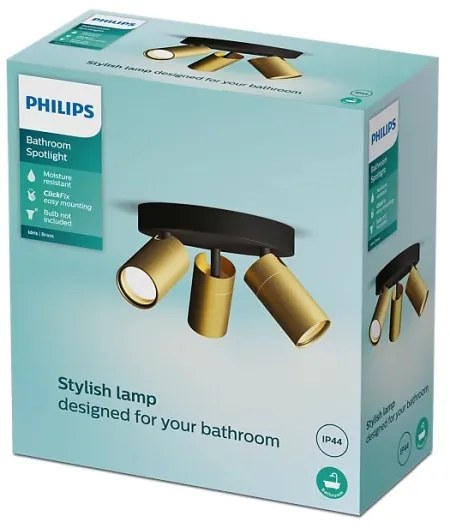 Philips - Luce Spot da bagno IDRIS 3xGU10/5W/230V IP44 nero/oro