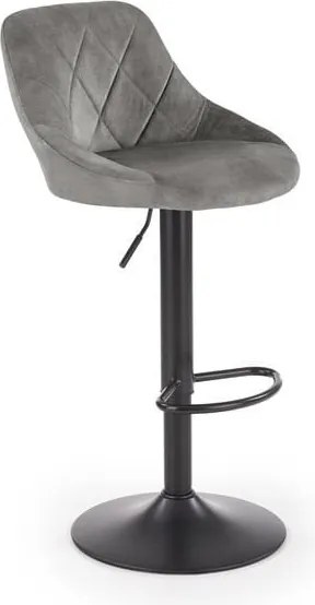 Sgabello da bar H-101 in velluto grigio