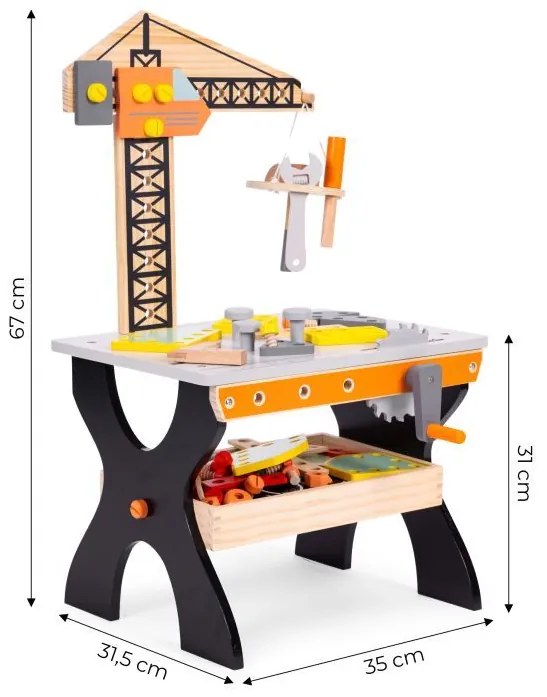 Laboratorio in legno per bambini, tavolo degli attrezzi ECOTOYS