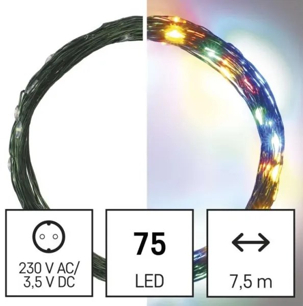 Catena LED natalizia da esterno 75xLED/12,5m IP44 multicolore