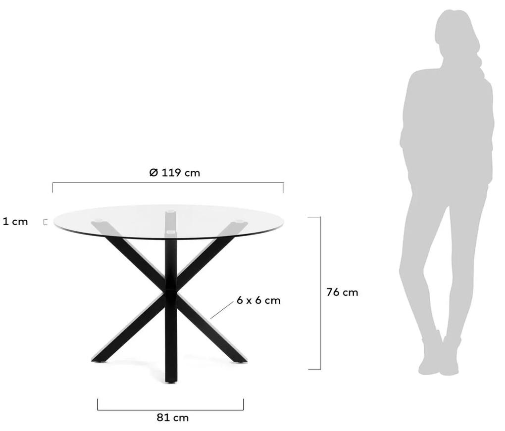 Kave Home - Tavolo tondo Argo in vetro e gambe in acciaio finitura nera Ã˜ 119 cm