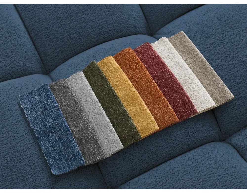 Divano angolare blu scuro allungabile e con contenitore (penisola a destra/chaise lounge) con rivestimento in ciniglia Everest – Bobochic Paris