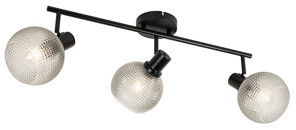 Faretto di design nero con vetro fumé 3 luci - Chico