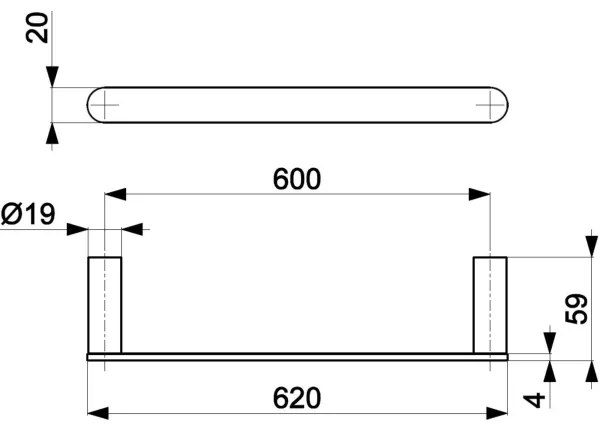 KFA Armatura 864-027-00 - Appendiabiti da parete 62 cm cromo lucido