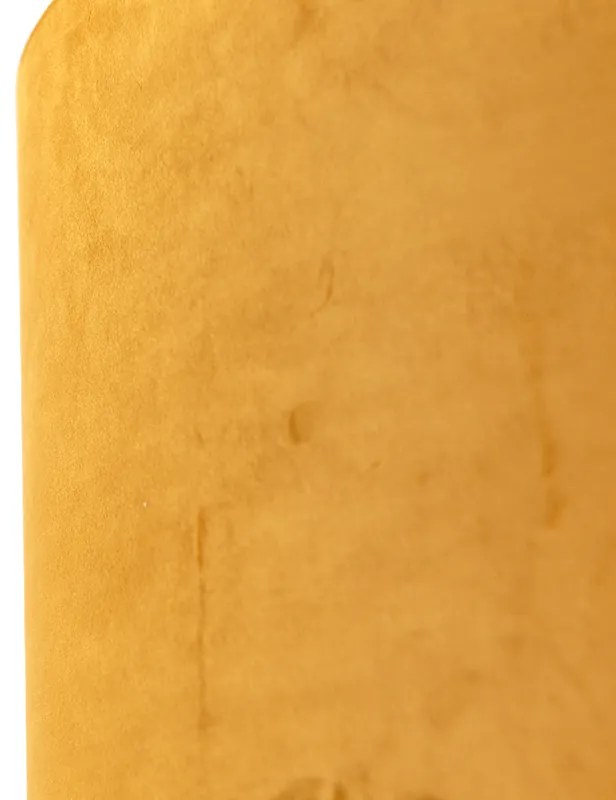Paralume in velluto giallo ocra 50/50/25 con interno dorato