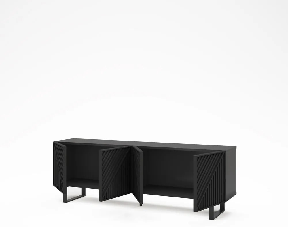 Tavolo TV nero 161x55x35 cm Peta - Marckeric