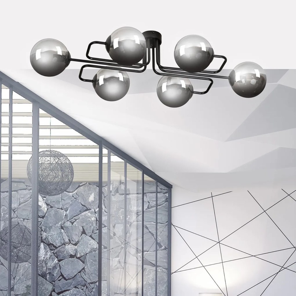 Lampadario da soffitto BRENDI 6 in acciaio e vetro 6xE14