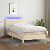 Letto a Molle con Materasso e LED Crema 90x190 cm in Tessutocod mxl 74835