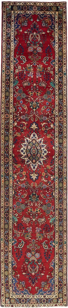 Hamedan Tappeto 90 x 420 Rosso (Iran) Annodato A Mano