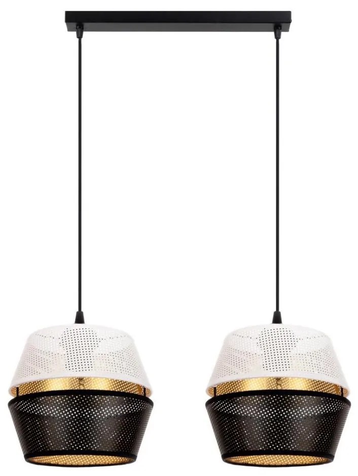 Lampadario a cavo PARIS 2xE27/60W/230V bianco/nero/oro
