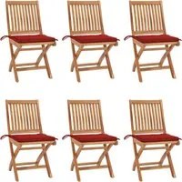 Sedie da Giardino Pieghevoli con Cuscini 6 pz Massello di Teak 3072840