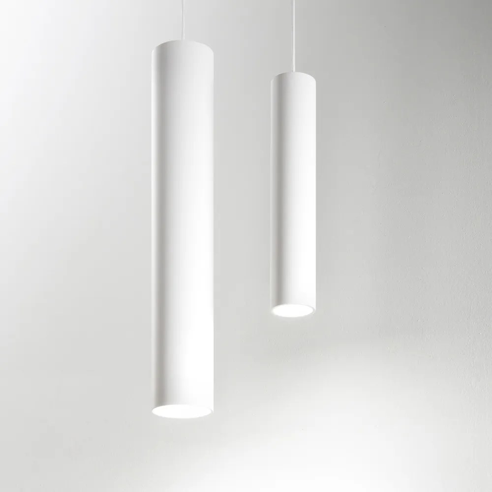 Sospensione Industrial-Minimal Tube Alluminio Bianco Led 9W 3000K D4Cm