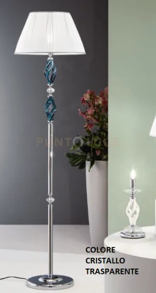 Piantana 1306 1 luce trasparente e cromo attacco e27 h.151+26cm