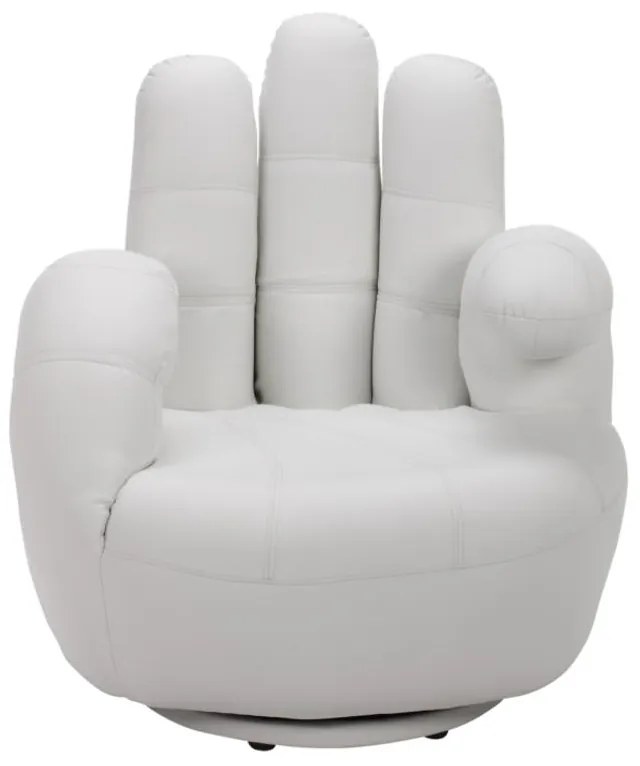 Poltrona a forma di mano girevole in similpelle Bianco - CATCHY