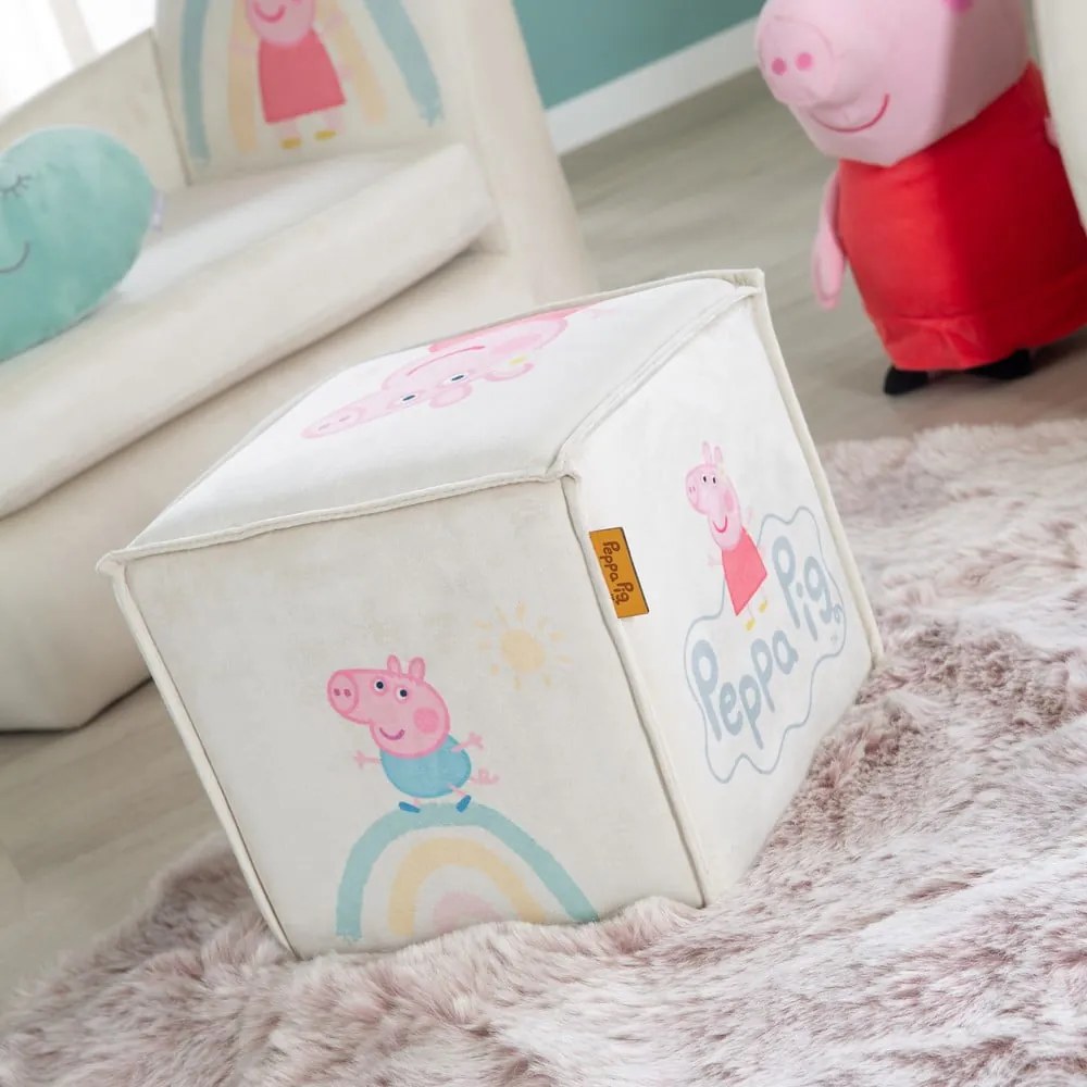 Pouf per bambini in velluto bianco Peppa Pig - Roba