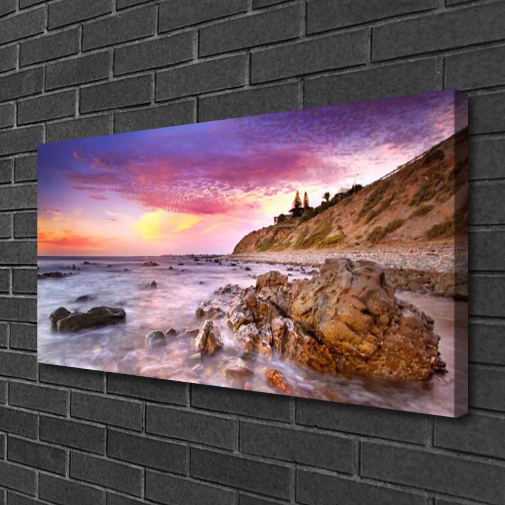 Quadro su tela Paesaggio di pietre di mare 100x50 cm