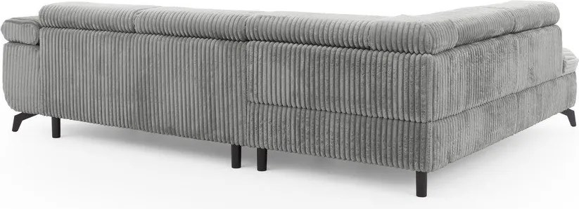 Divano angolare grigio chiaro (con penisola a sinistra/a L) con rivestimento in velluto a coste Marbeya – Ropez