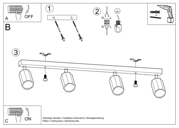 Sollux SL.1031 - Faretto ZEKE 4xGU10/40W/230V quercia