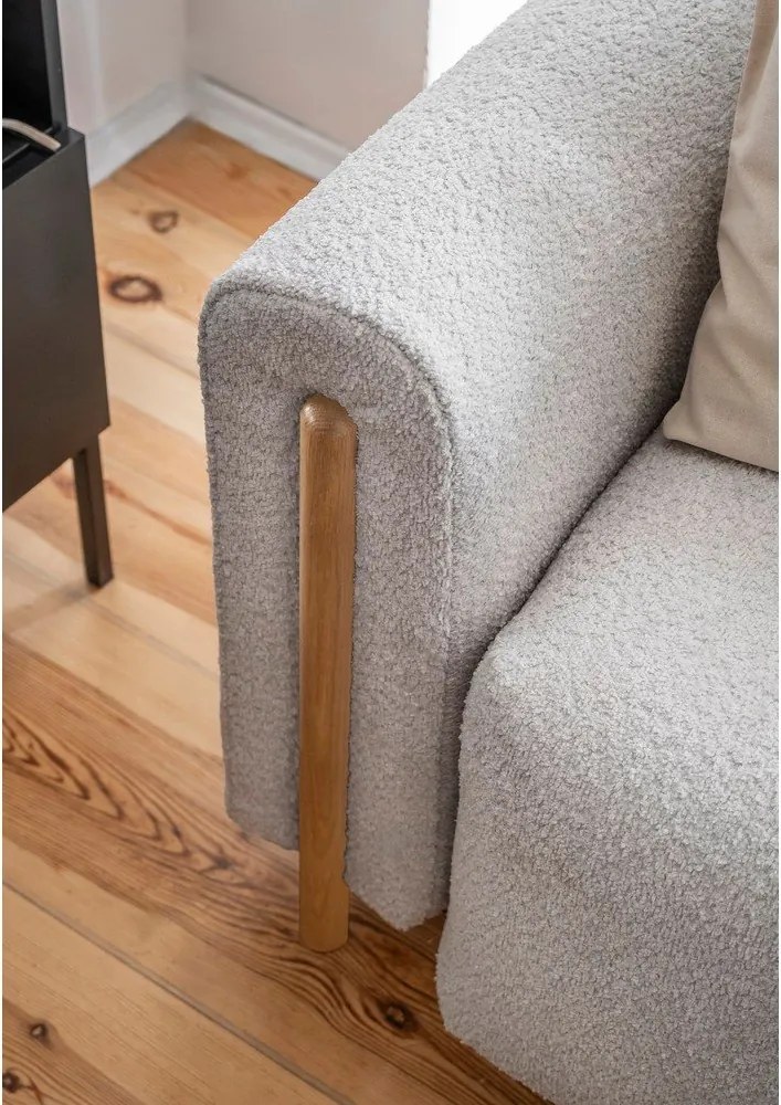 Divano grigio chiaro allungabile/con contenitore e rivestimento in bouclé 244 cm Arcadova – ELTAP