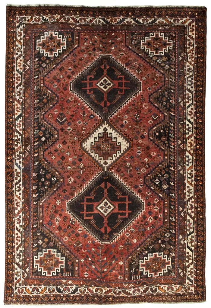 Shiraz Tappeto 250x170 Rosso (Iran) Annodato A Mano