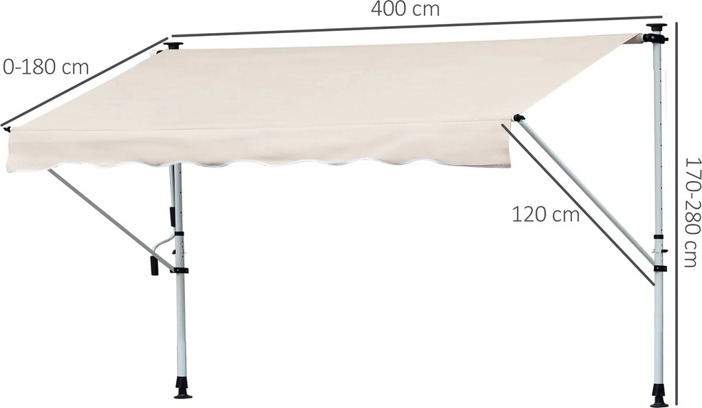 Tenda da Sole Avvolgibile 4x1,2m Autoportante Bianca...