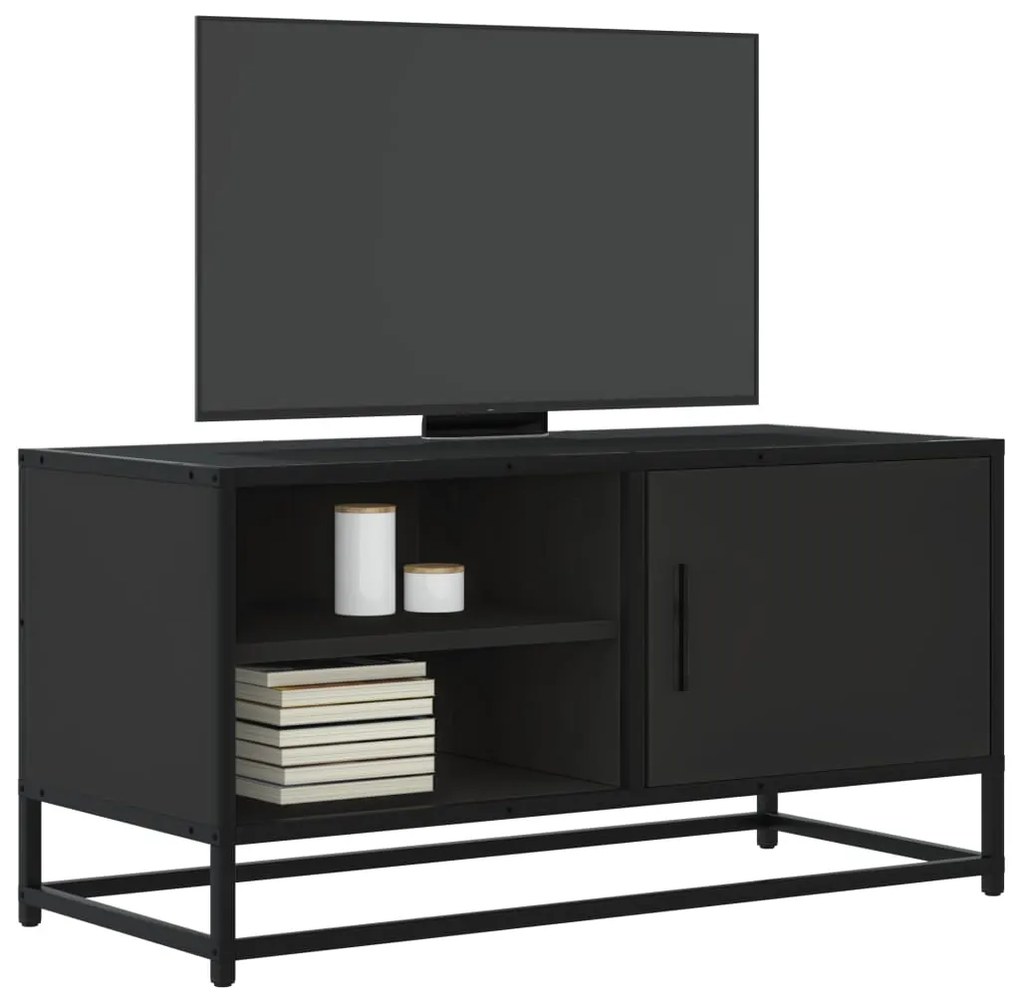 Mobile Tv Nero 80x34,5x40cm İn Truciolato E Metallo /