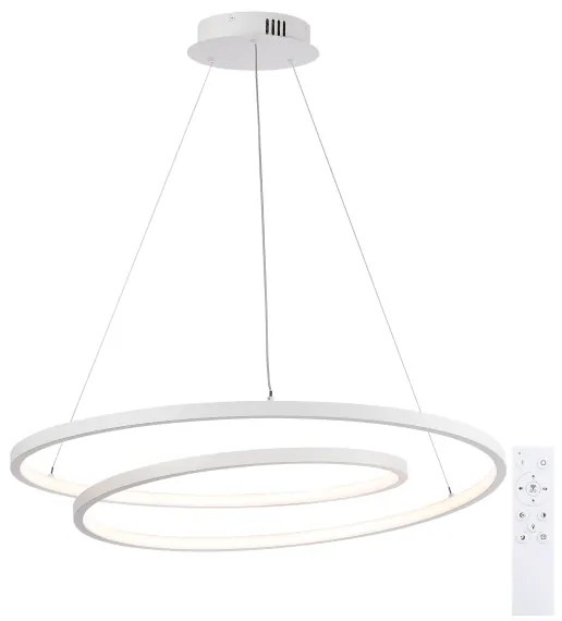 Brilagi-LED Lampadario a sospensione dimmerabile TWISTER LED/75W/230V Ø 70 cm bianco + telecomando