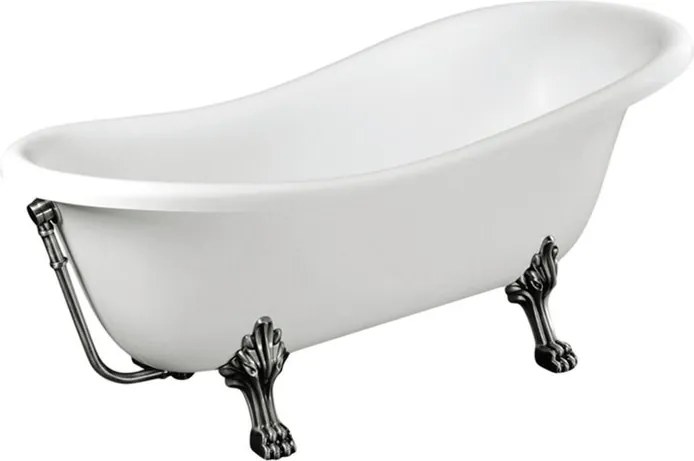 Vasca Romance bianco lucido 167X70 cm completa di piedini e colonna di scarico