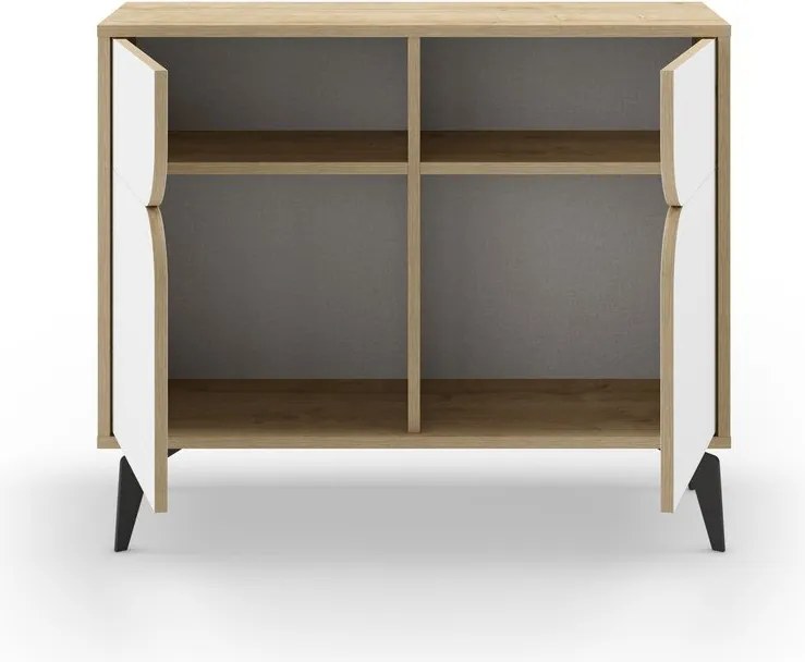 Mobile in rovere decorato in bianco e naturale 95x79 cm Nola - Marckeric