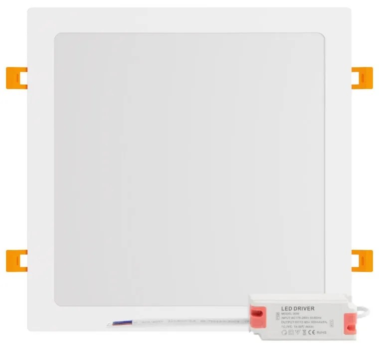 Pannello LED Quadrato 30W Foro 280x280mm 3.000lm no Flickering Colore Bianco Naturale 4.000K
