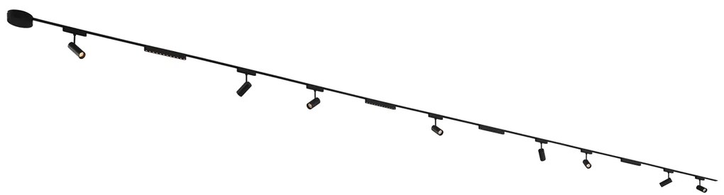 Sistema di illuminazione su binario con 8 faretti e 4 plafoniere nere monofase - Magnetic Gert Puntua