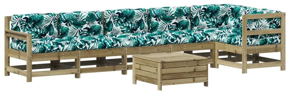 Set divani da giardino 7pz con cuscini legno impregnato di pino