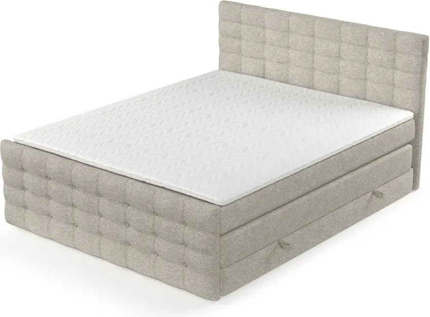 Letto boxspring beige con spazio contenitivo 200x200 cm Blend - Maison de Rêve