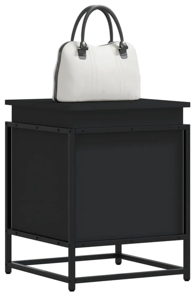 Contenitore Con Coperchio Nero 40x40x51,5 Cm İn Truciolato /