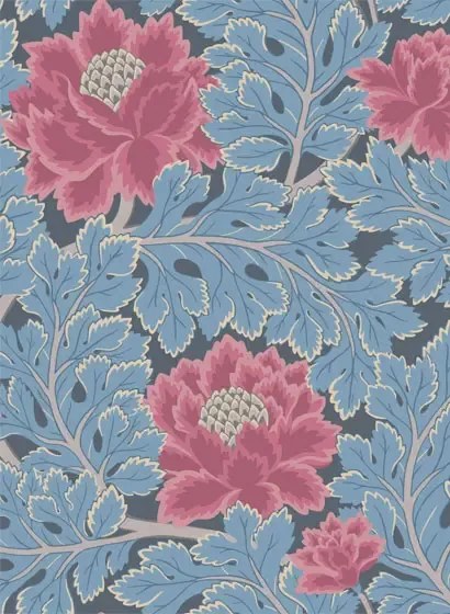 Cole & Son Carta da parati Aurora - Cerise & Cerulean Blue on Midnight